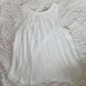 J. Crew White Sleeveless Keyhole Shell Top